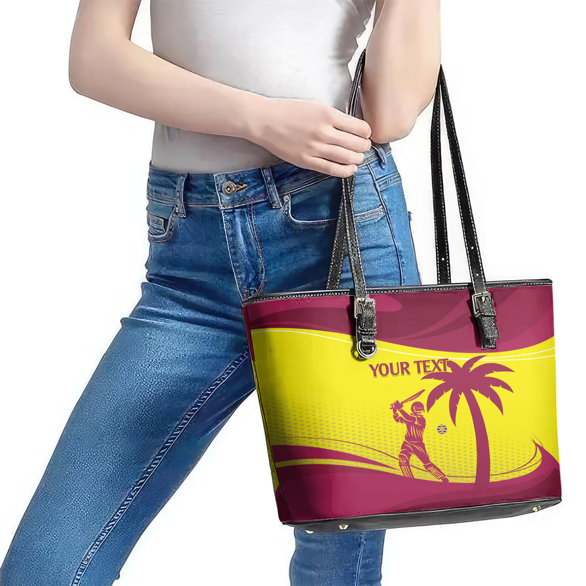 Custom West Indies Cricket Leather Tote Bag 2024 World Cup Go Windies LT14