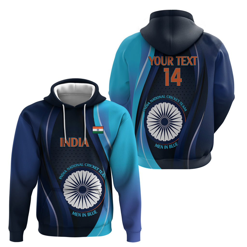 Custom India Cricket Hoodie 2024 World Cup Go Men in Blue LT14