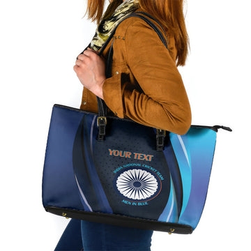 Custom India Cricket Leather Tote Bag 2024 World Cup Go Men in Blue LT14
