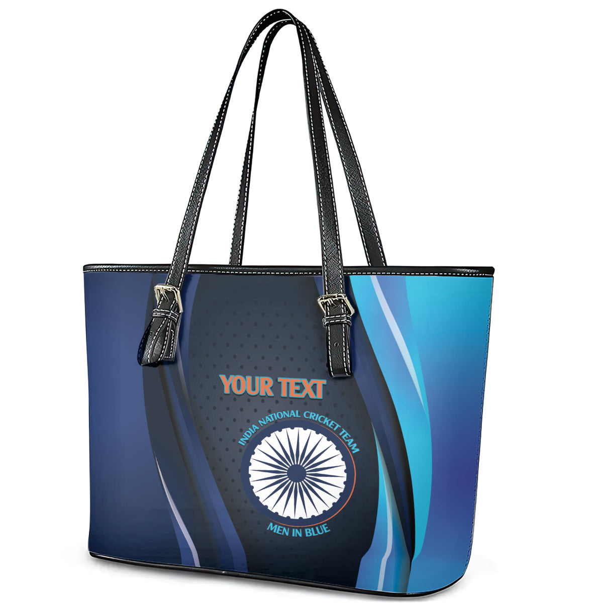 Custom India Cricket Leather Tote Bag 2024 World Cup Go Men in Blue LT14