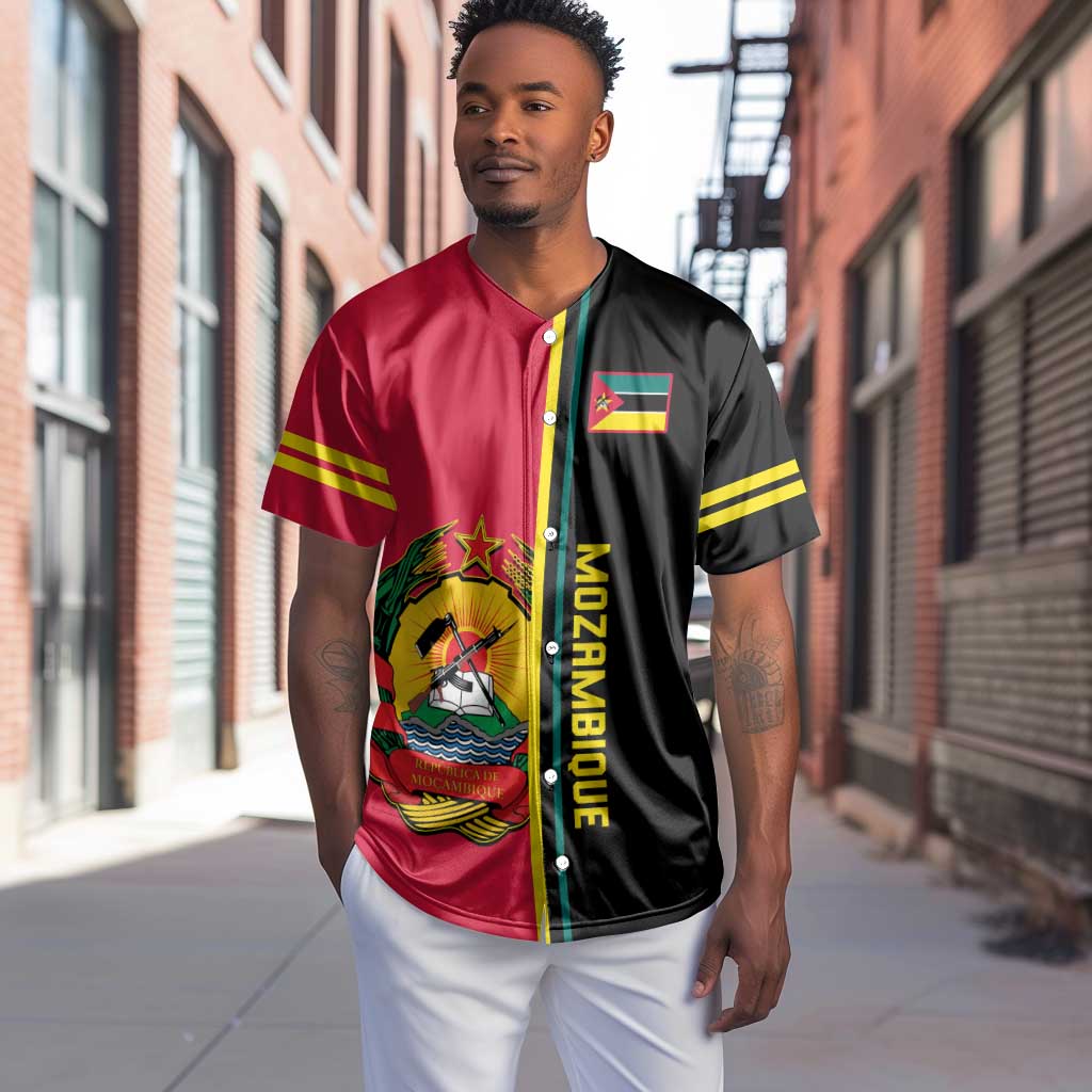 Personalised Mozambique Baseball Jersey Muzambhiki Coat Of Arms LT14