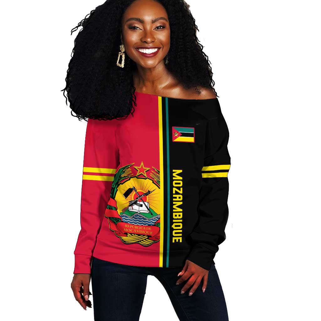 Personalised Mozambique Off Shoulder Sweater Muzambhiki Coat Of Arms LT14