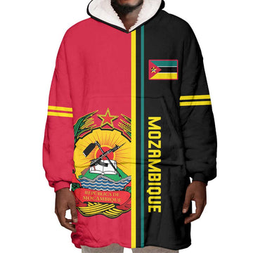 Personalised Mozambique Wearable Blanket Hoodie Muzambhiki Coat Of Arms LT14