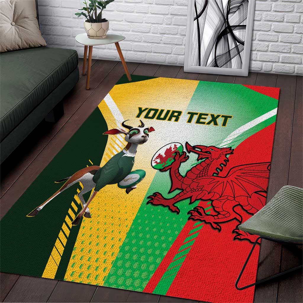 Custom South Africa And Wales Rugby Area Rug Springboks Welsh Mascots Dynamic Version LT14