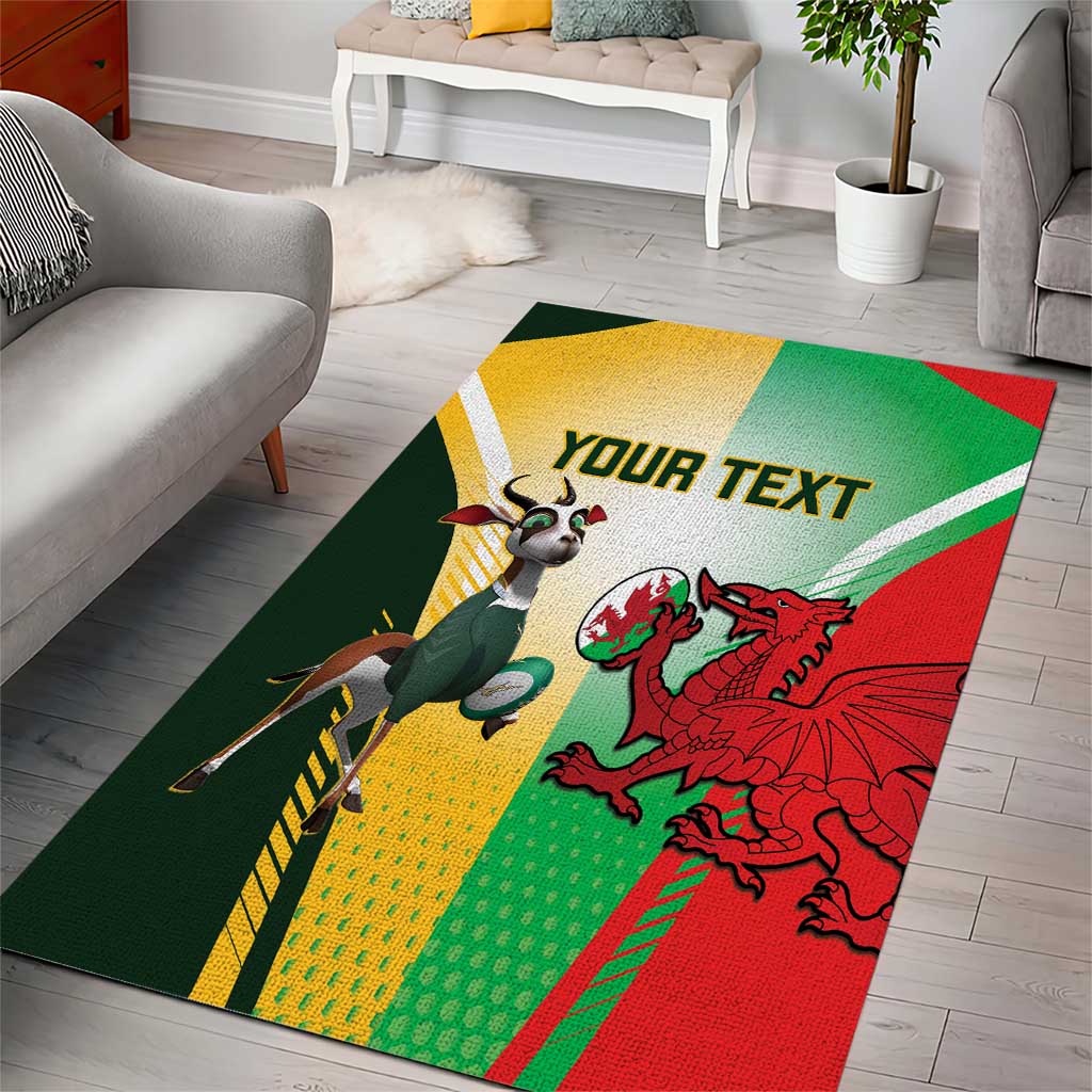 Custom South Africa And Wales Rugby Area Rug Springboks Welsh Mascots Dynamic Version LT14