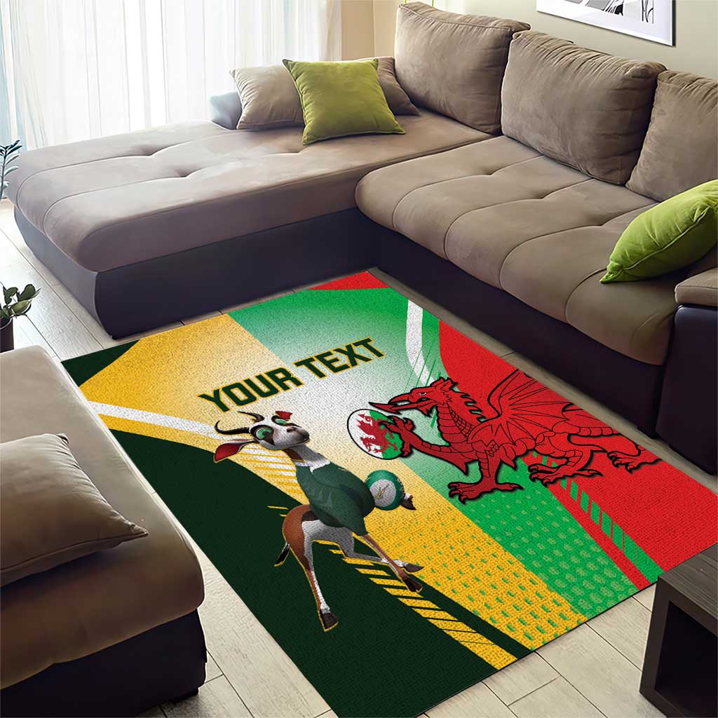 Custom South Africa And Wales Rugby Area Rug Springboks Welsh Mascots Dynamic Version LT14