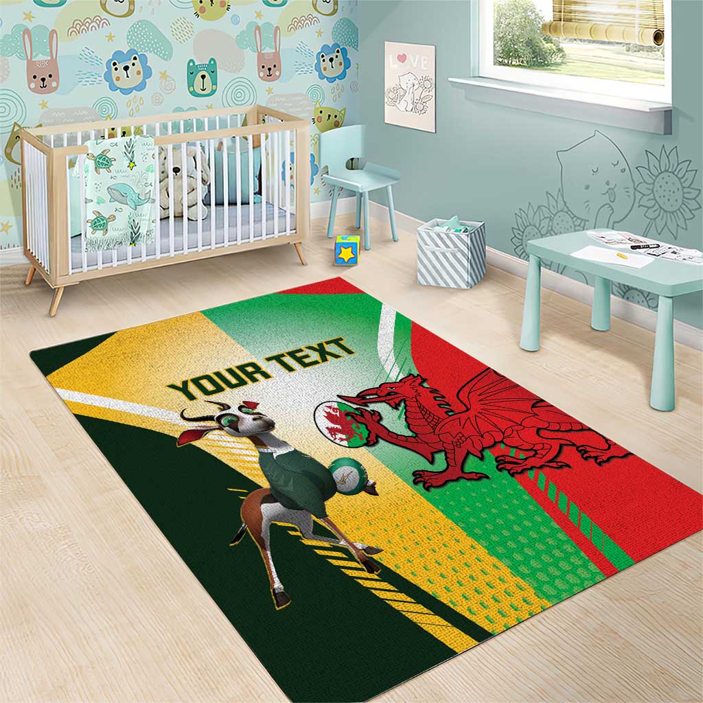 Custom South Africa And Wales Rugby Area Rug Springboks Welsh Mascots Dynamic Version LT14
