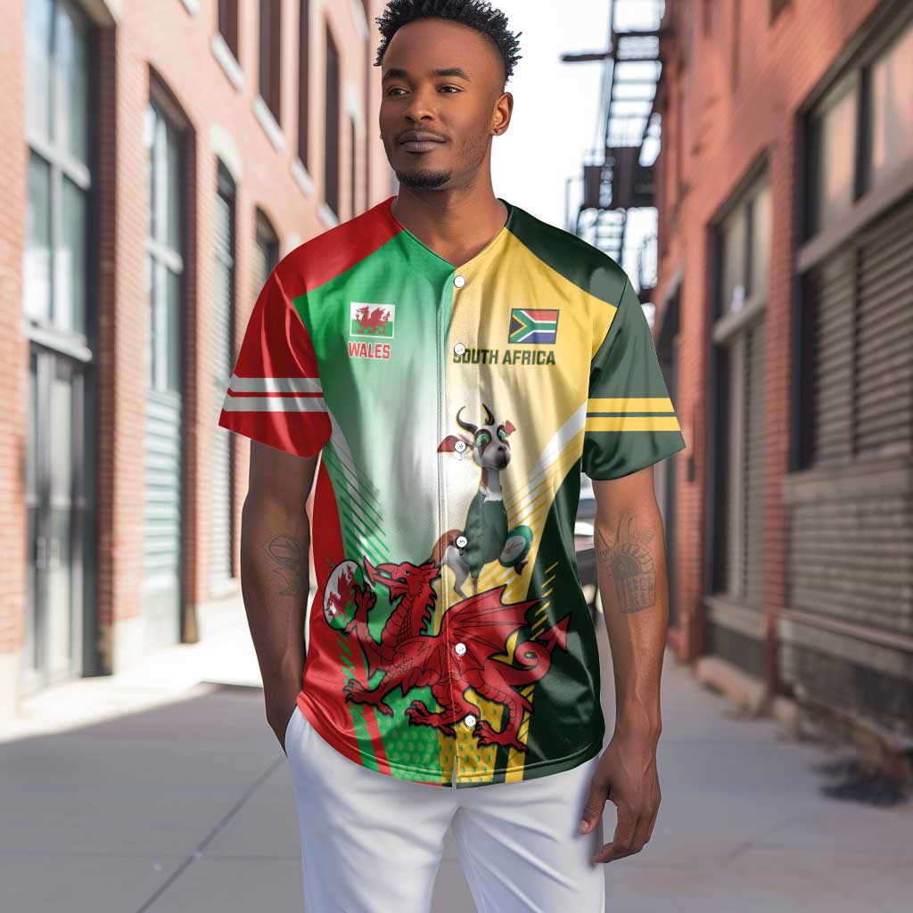 Custom South Africa And Wales Rugby Baseball Jersey Springboks Welsh Mascots Dynamic Version LT14