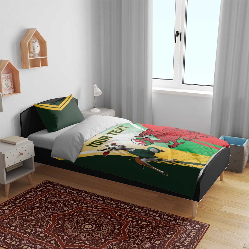 Custom South Africa And Wales Rugby Bedding Set Springboks Welsh Mascots Dynamic Version LT14