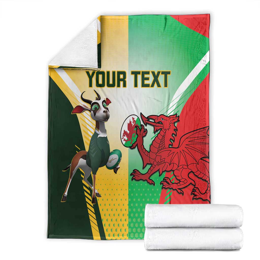 Custom South Africa And Wales Rugby Blanket Springboks Welsh Mascots Dynamic Version LT14