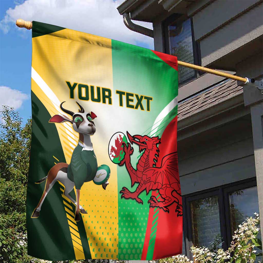Custom South Africa And Wales Rugby Garden Flag Springboks Welsh Mascots Dynamic Version LT14