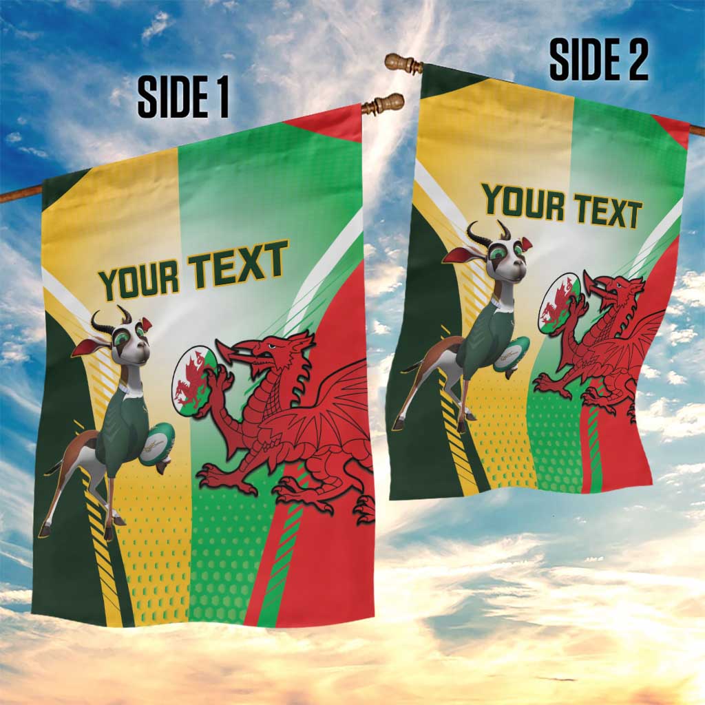 Custom South Africa And Wales Rugby Garden Flag Springboks Welsh Mascots Dynamic Version LT14