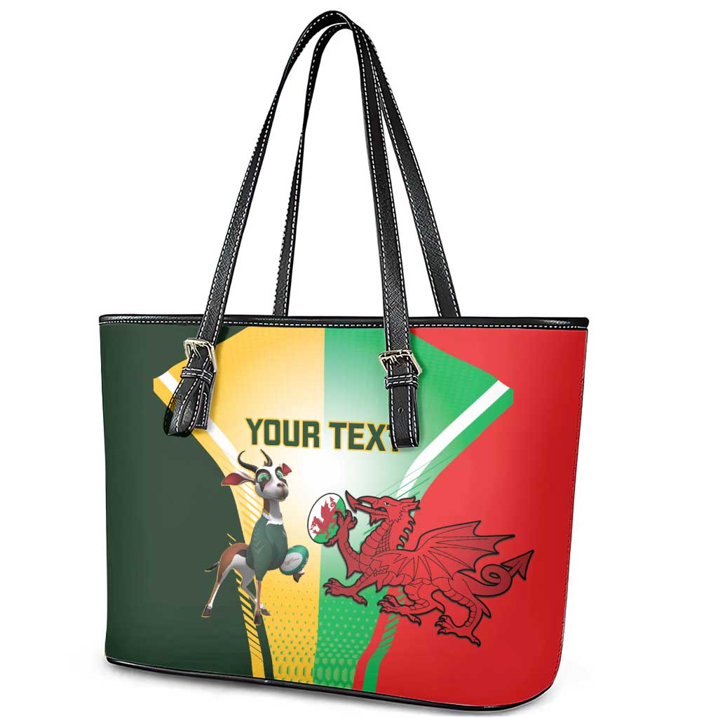 Custom South Africa And Wales Rugby Leather Tote Bag Springboks Welsh Mascots Dynamic Version LT14