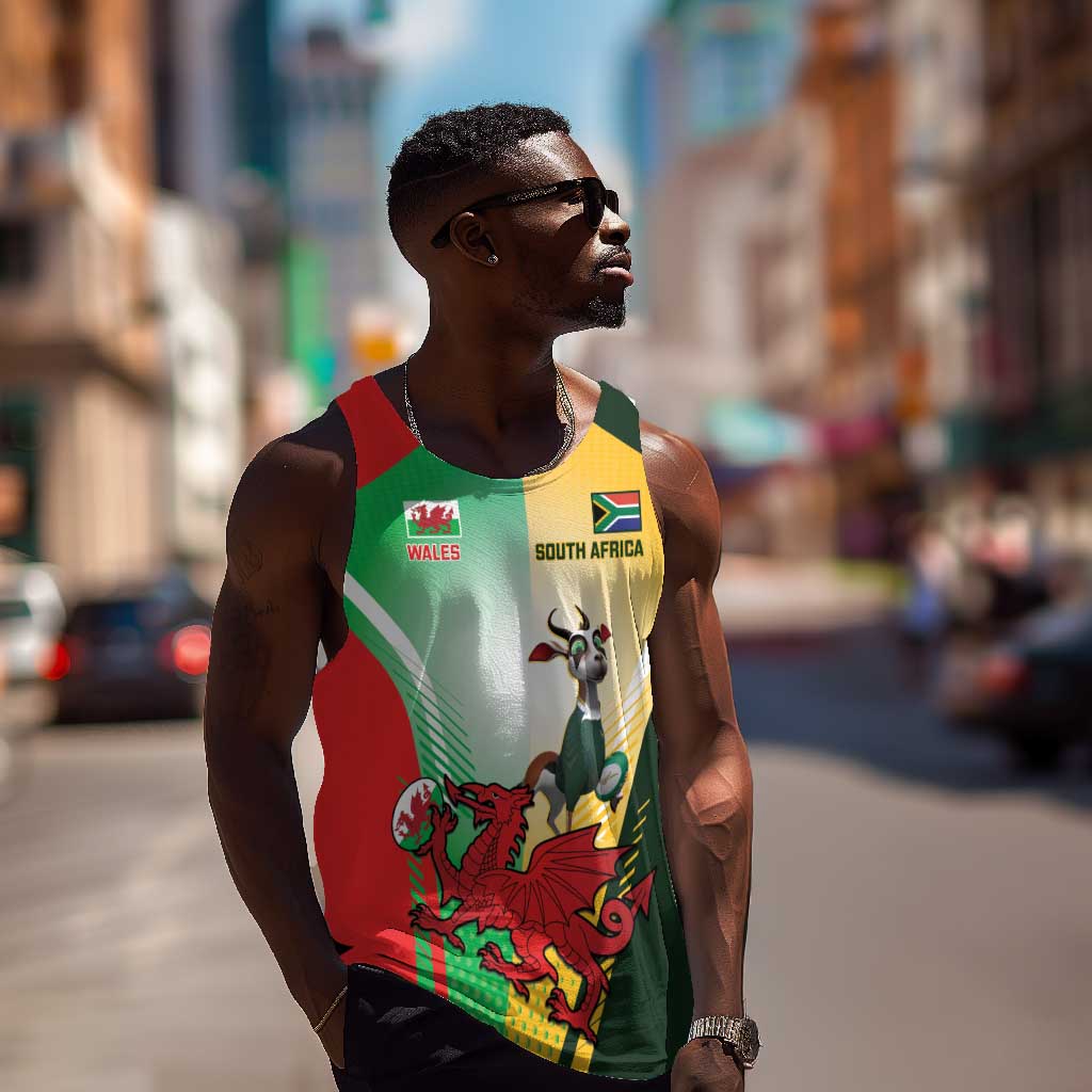Custom South Africa And Wales Rugby Men Tank Top Springboks Welsh Mascots Dynamic Version LT14
