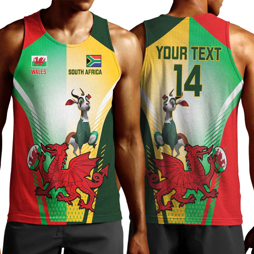 Custom South Africa And Wales Rugby Men Tank Top Springboks Welsh Mascots Dynamic Version LT14