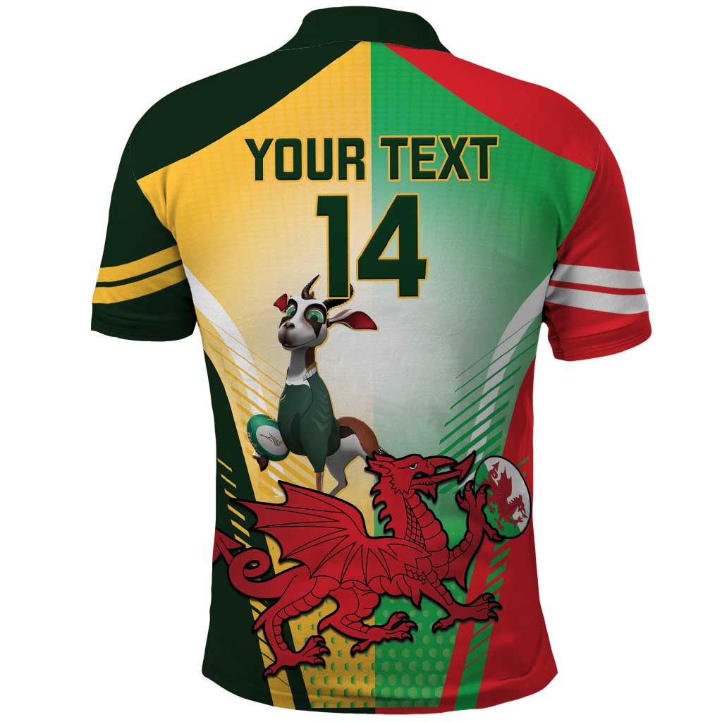 Custom South Africa And Wales Rugby Polo Shirt Springboks Welsh Mascots Dynamic Version LT14