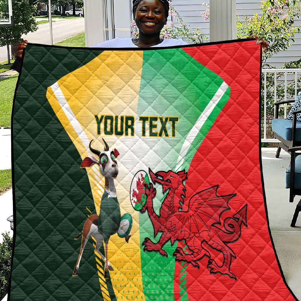 Custom South Africa And Wales Rugby Quilt Springboks Welsh Mascots Dynamic Version LT14