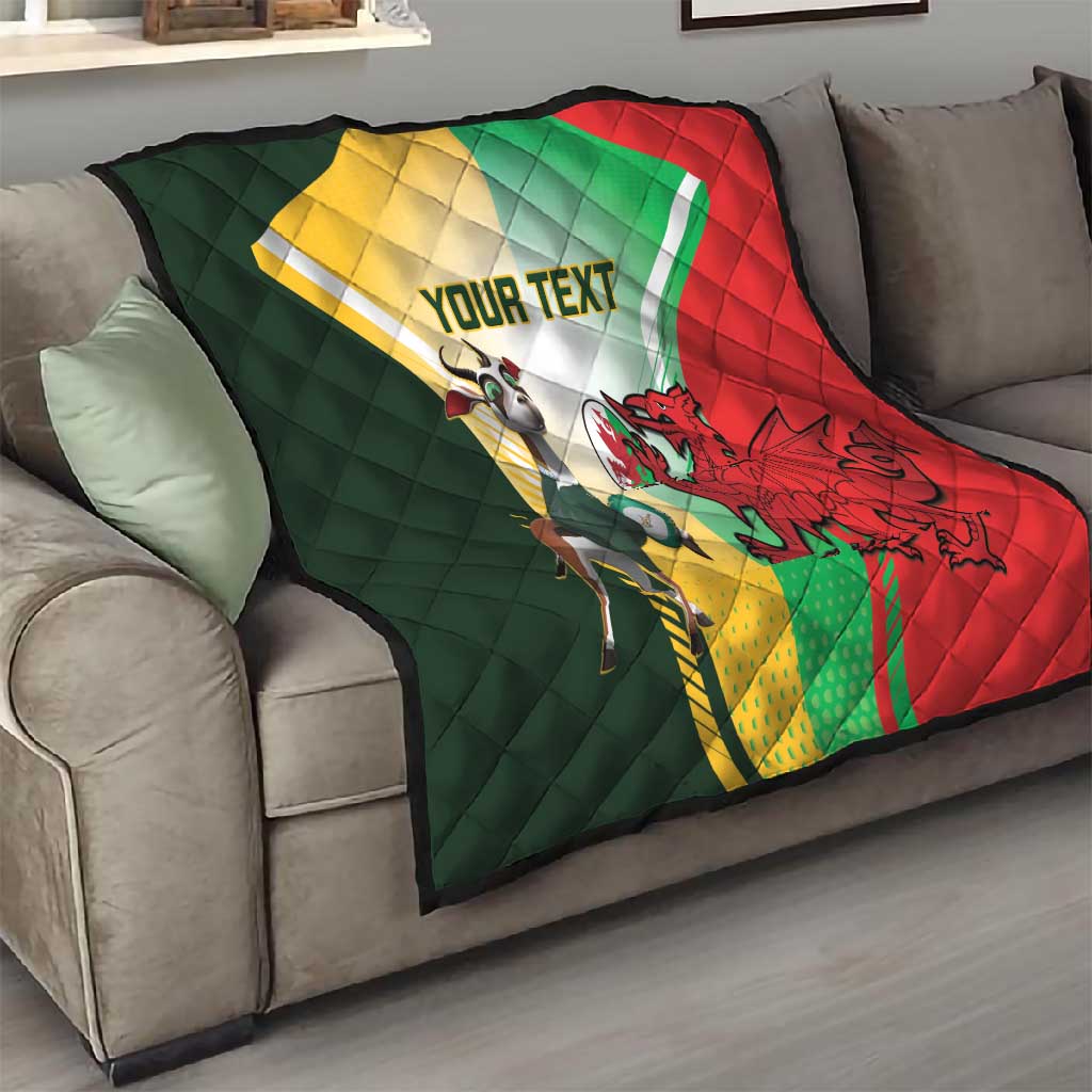 Custom South Africa And Wales Rugby Quilt Springboks Welsh Mascots Dynamic Version LT14