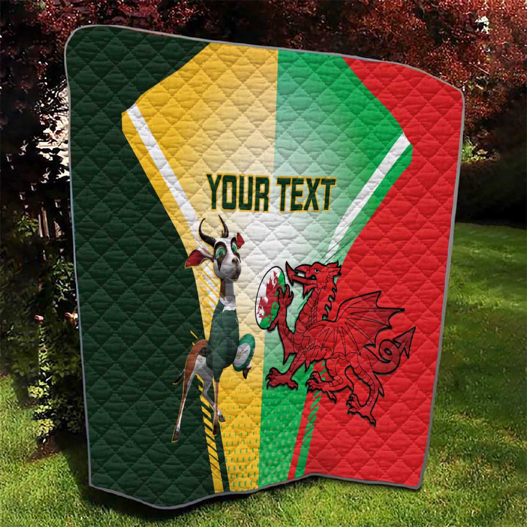 Custom South Africa And Wales Rugby Quilt Springboks Welsh Mascots Dynamic Version LT14