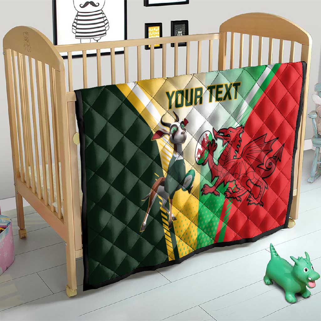 Custom South Africa And Wales Rugby Quilt Springboks Welsh Mascots Dynamic Version LT14