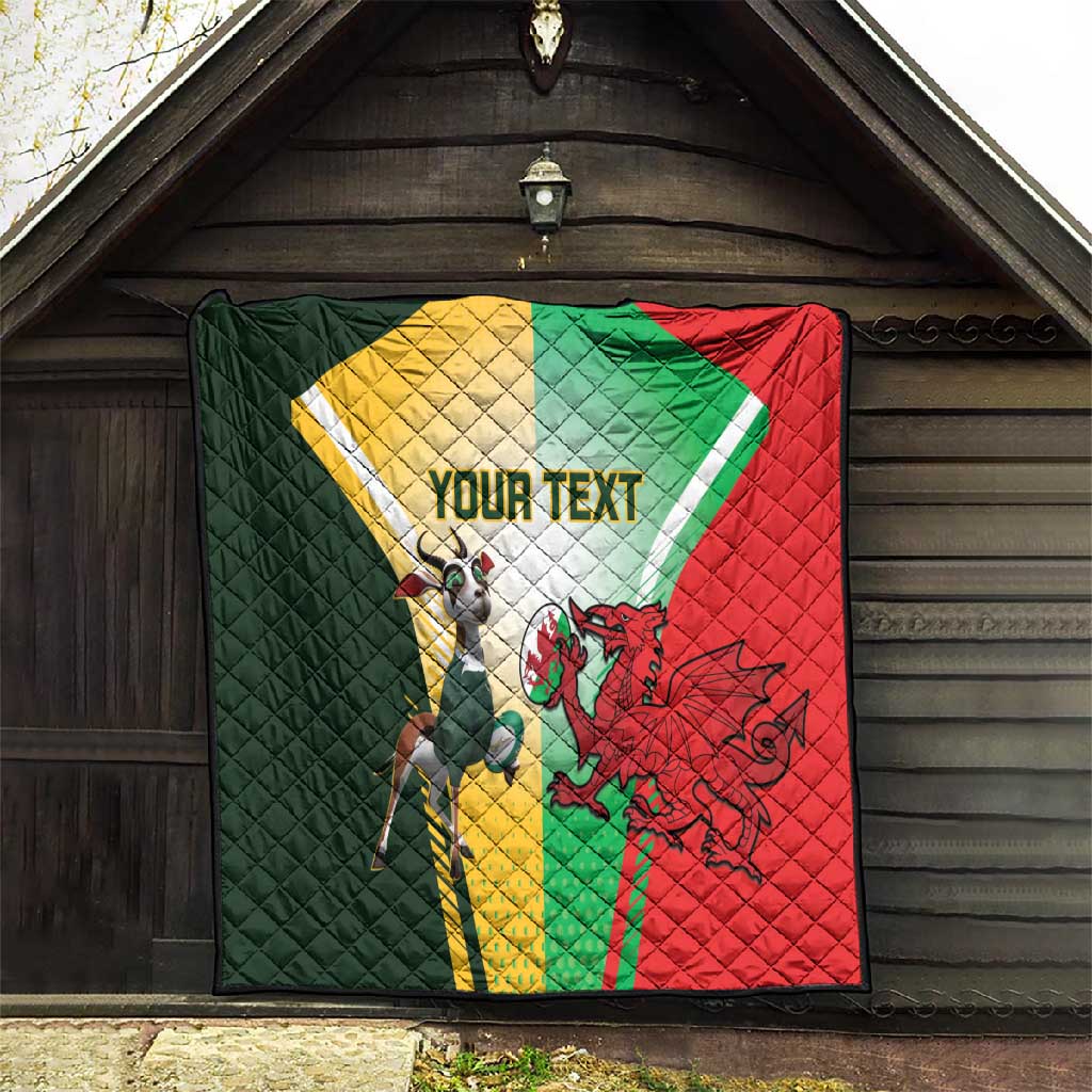 Custom South Africa And Wales Rugby Quilt Springboks Welsh Mascots Dynamic Version LT14