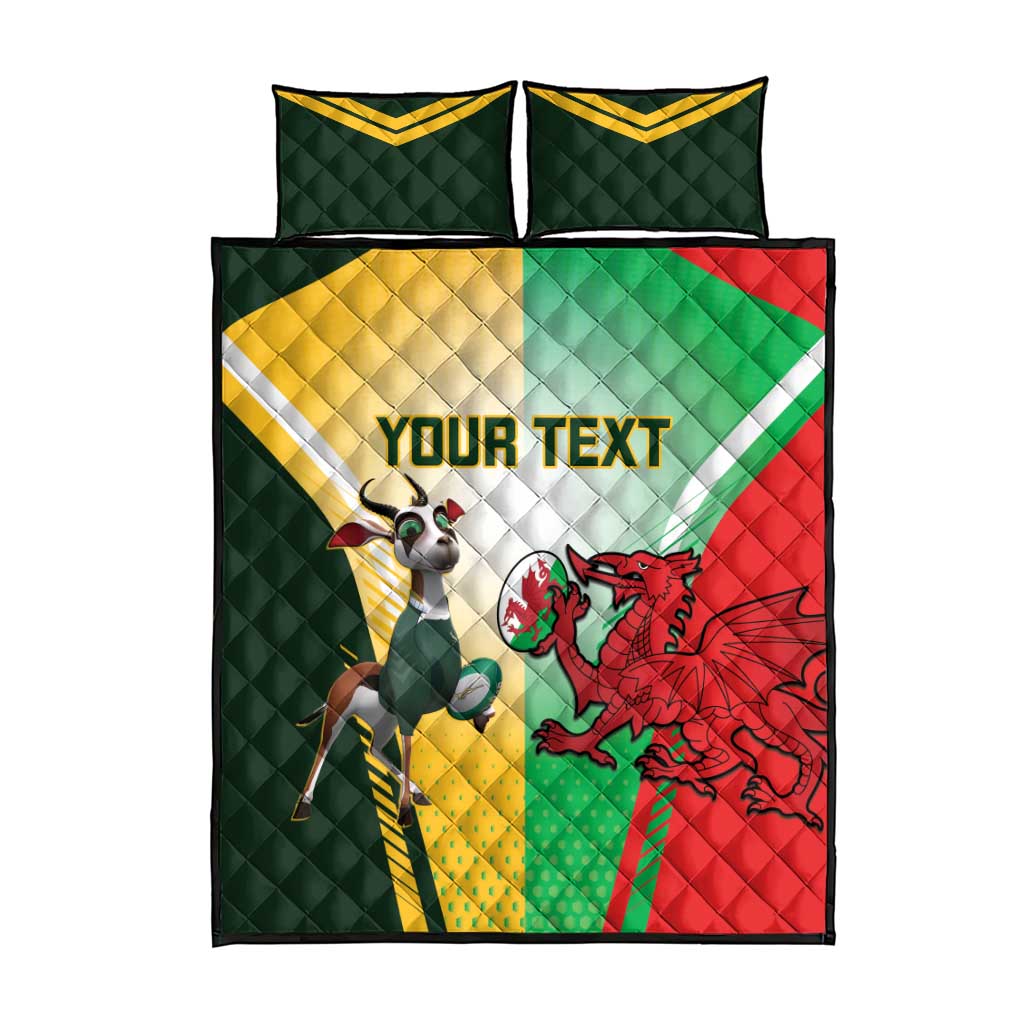 Custom South Africa And Wales Rugby Quilt Bed Set Springboks Welsh Mascots Dynamic Version LT14