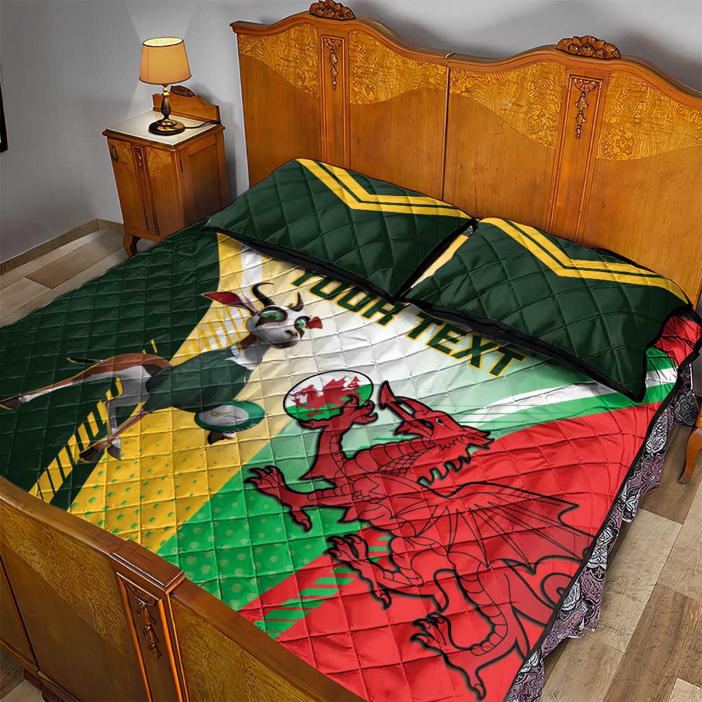 Custom South Africa And Wales Rugby Quilt Bed Set Springboks Welsh Mascots Dynamic Version LT14