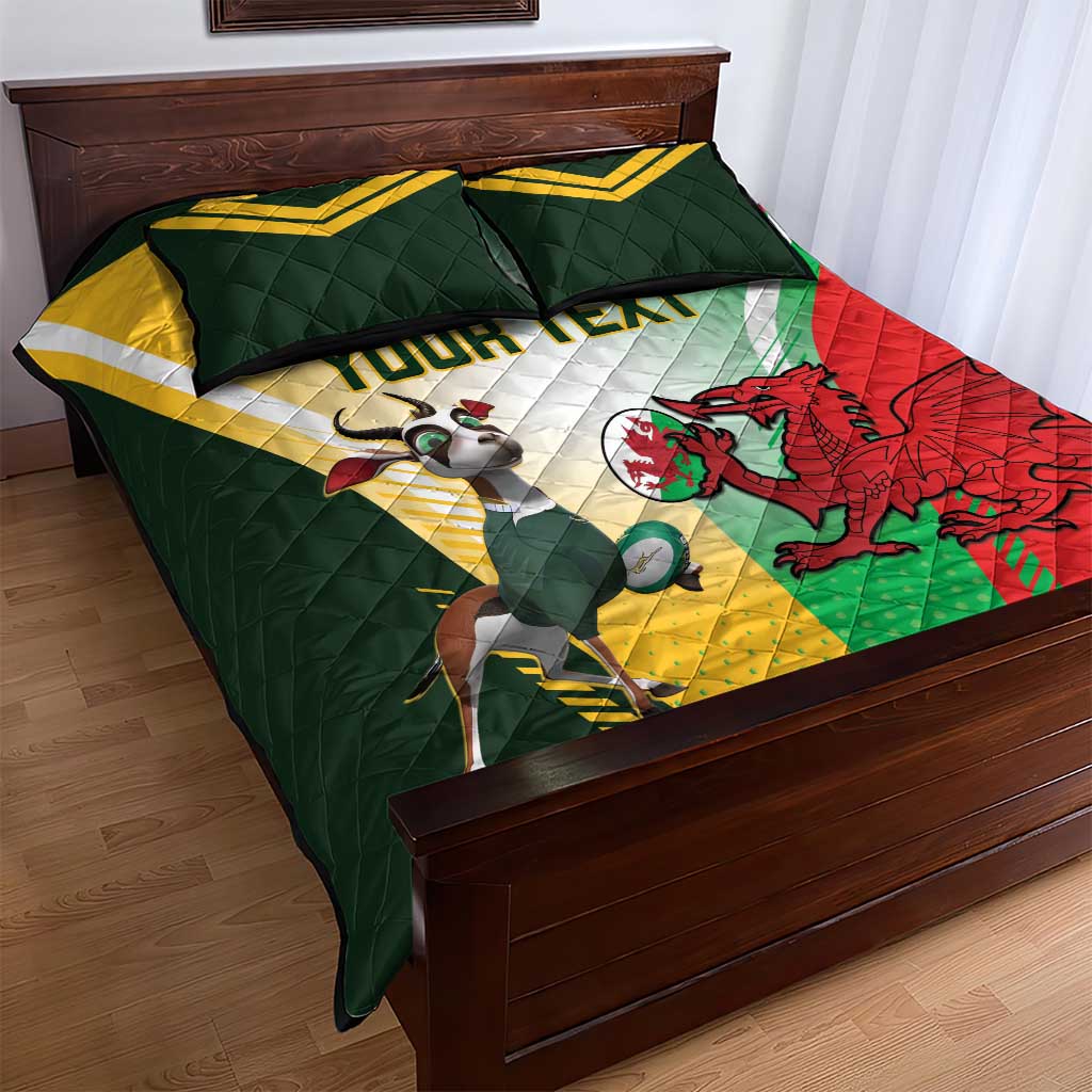 Custom South Africa And Wales Rugby Quilt Bed Set Springboks Welsh Mascots Dynamic Version LT14