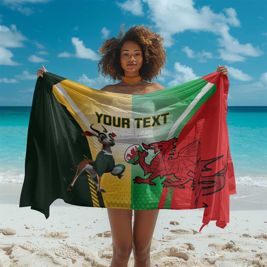 Custom South Africa And Wales Rugby Sarong Springboks Welsh Mascots Dynamic Version LT14