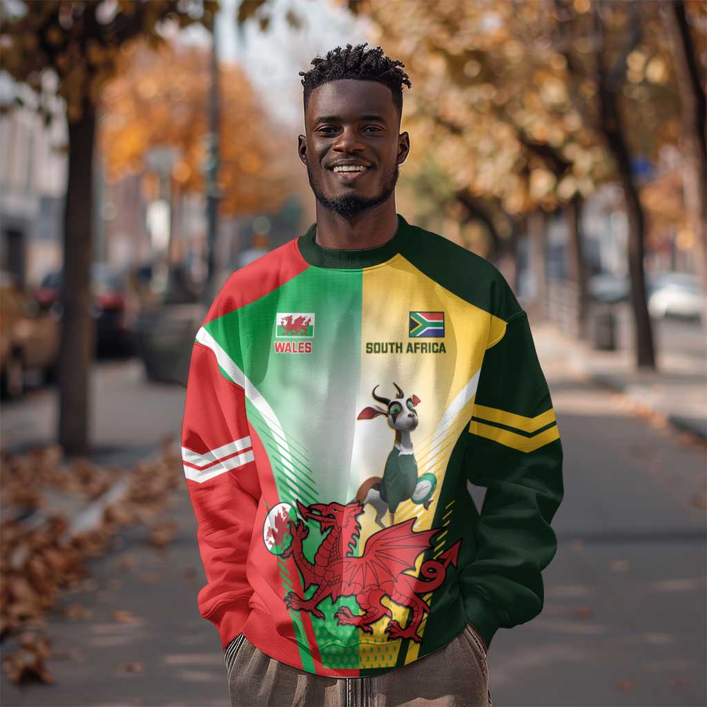Custom South Africa And Wales Rugby Sweatshirt Springboks Welsh Mascots Dynamic Version LT14