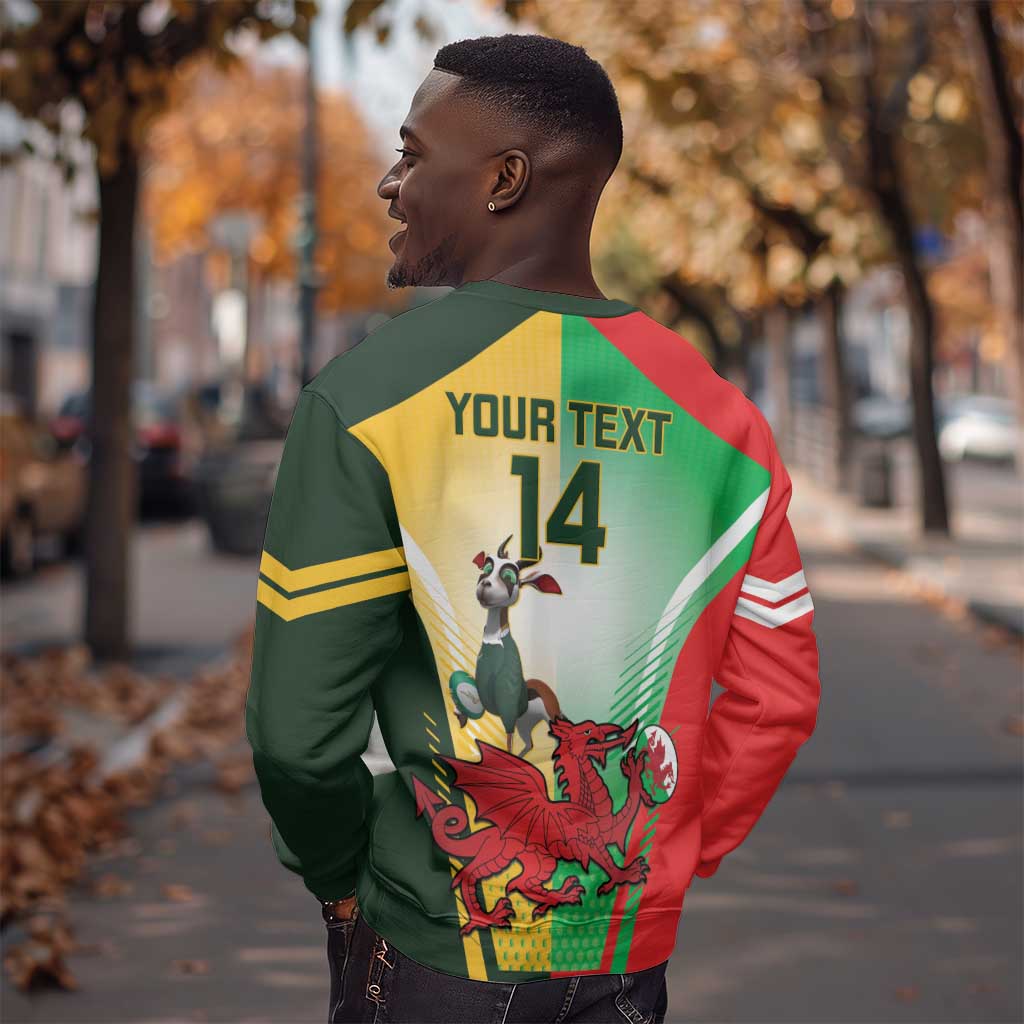 Custom South Africa And Wales Rugby Sweatshirt Springboks Welsh Mascots Dynamic Version LT14