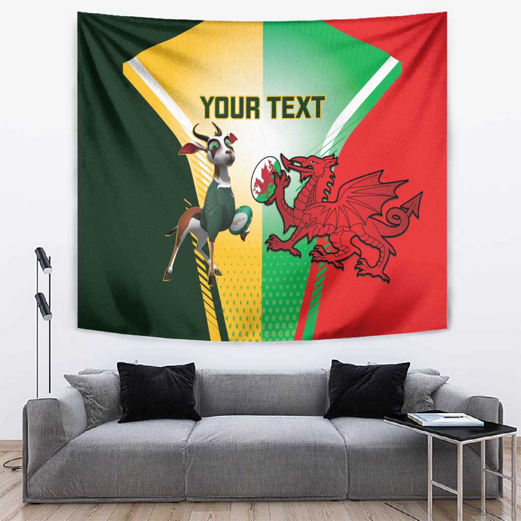 Custom South Africa And Wales Rugby Tapestry Springboks Welsh Mascots Dynamic Version LT14