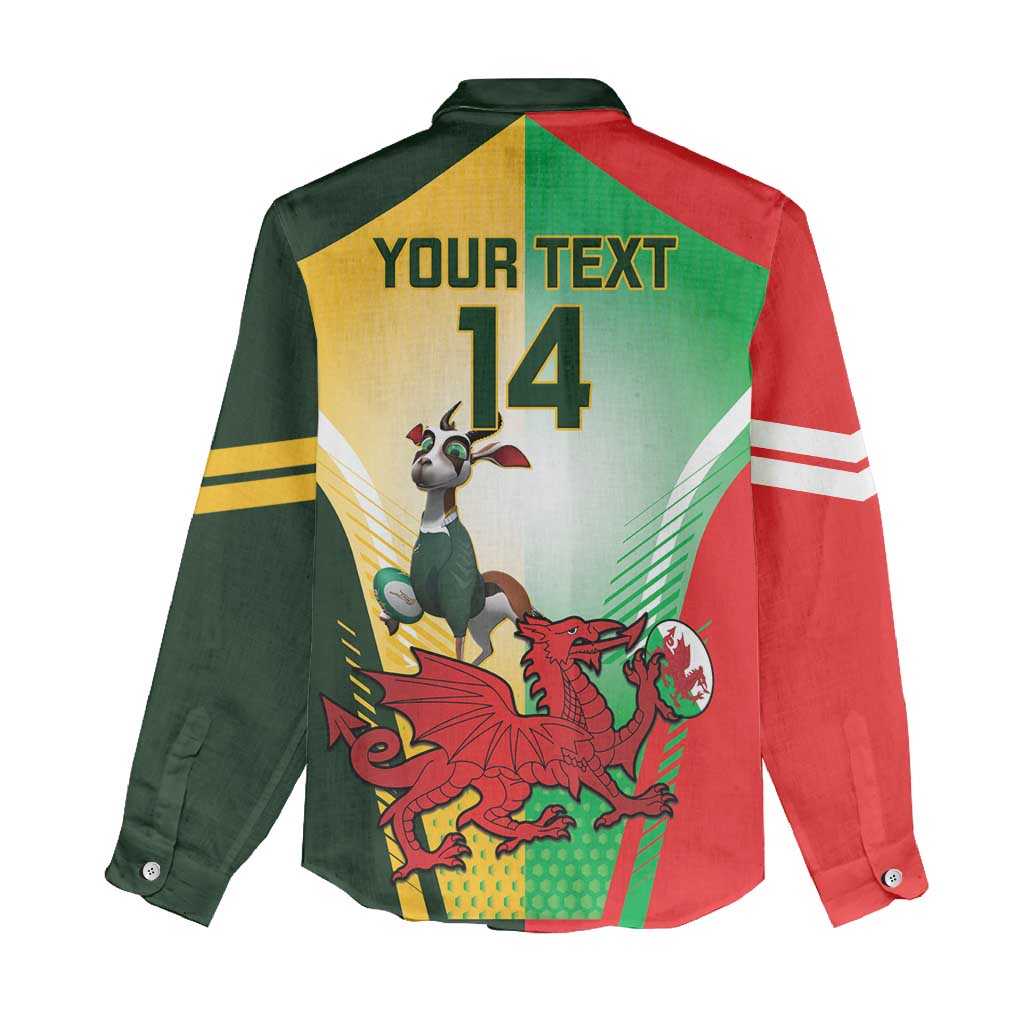 Custom South Africa And Wales Rugby Women Casual Shirt Springboks Welsh Mascots Dynamic Version LT14