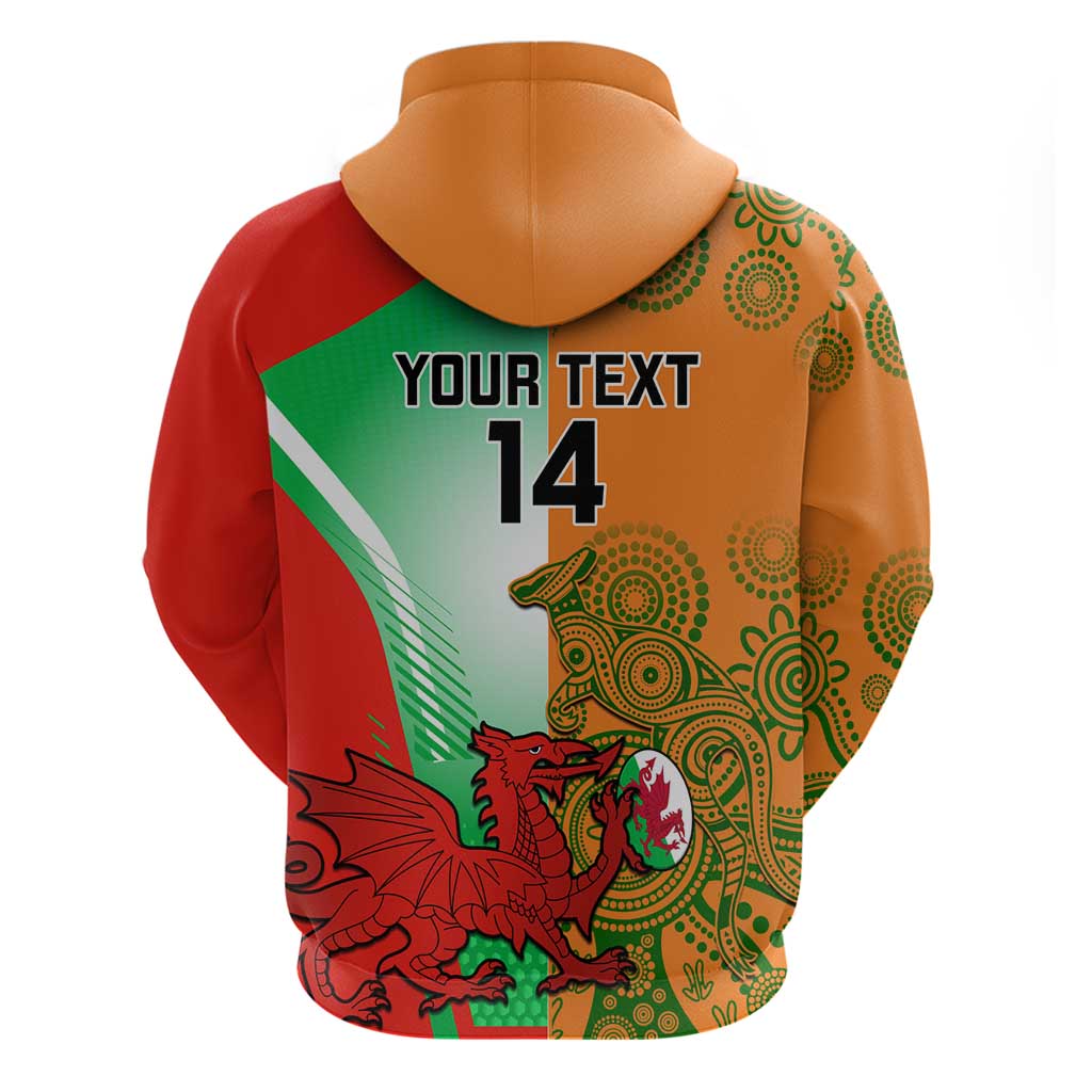 Custom Australia And Wales Rugby Hoodie Wallabies Welsh Mascots Dynamic Version LT14