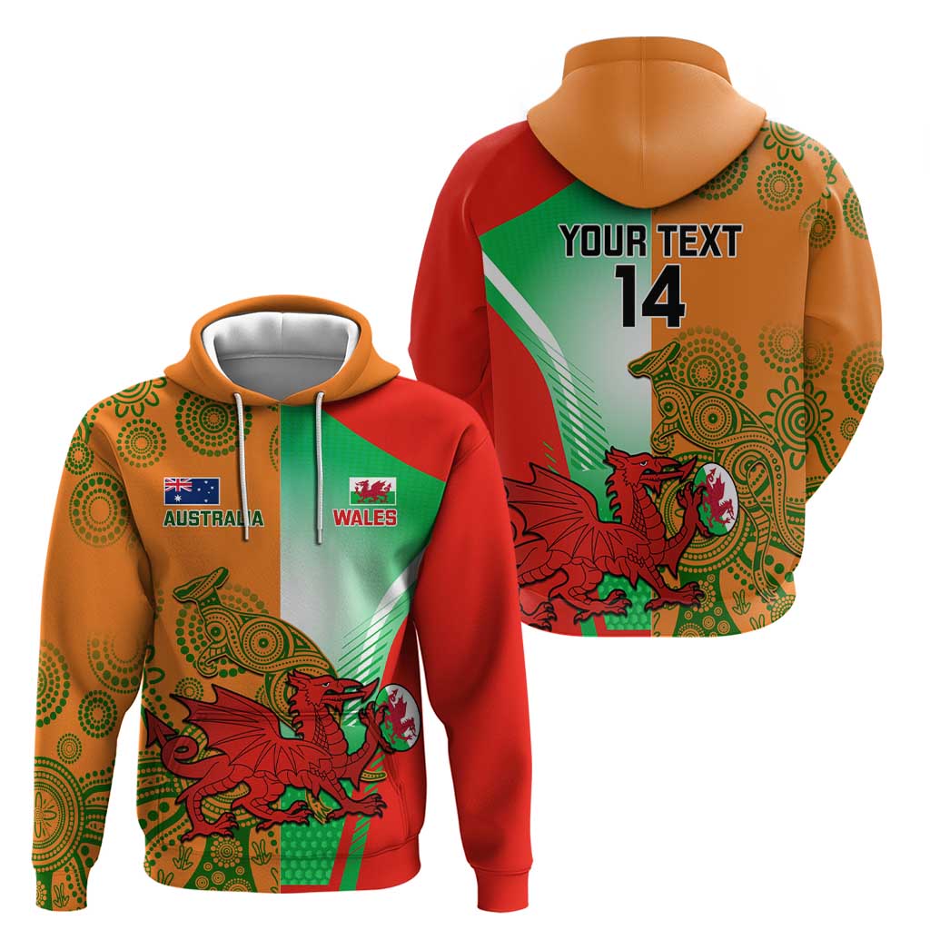 Custom Australia And Wales Rugby Hoodie Wallabies Welsh Mascots Dynamic Version LT14