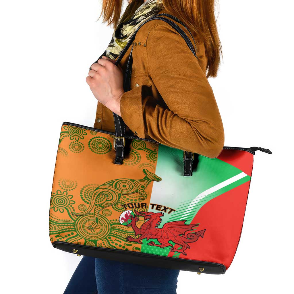 Custom Australia And Wales Rugby Leather Tote Bag Wallabies Welsh Mascots Dynamic Version LT14