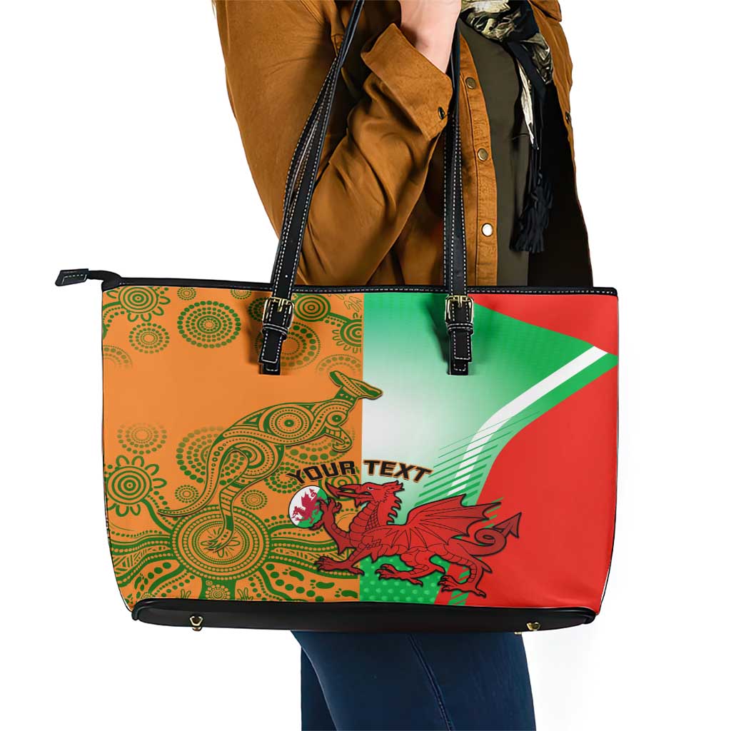 Custom Australia And Wales Rugby Leather Tote Bag Wallabies Welsh Mascots Dynamic Version LT14