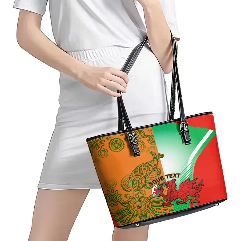 Custom Australia And Wales Rugby Leather Tote Bag Wallabies Welsh Mascots Dynamic Version LT14