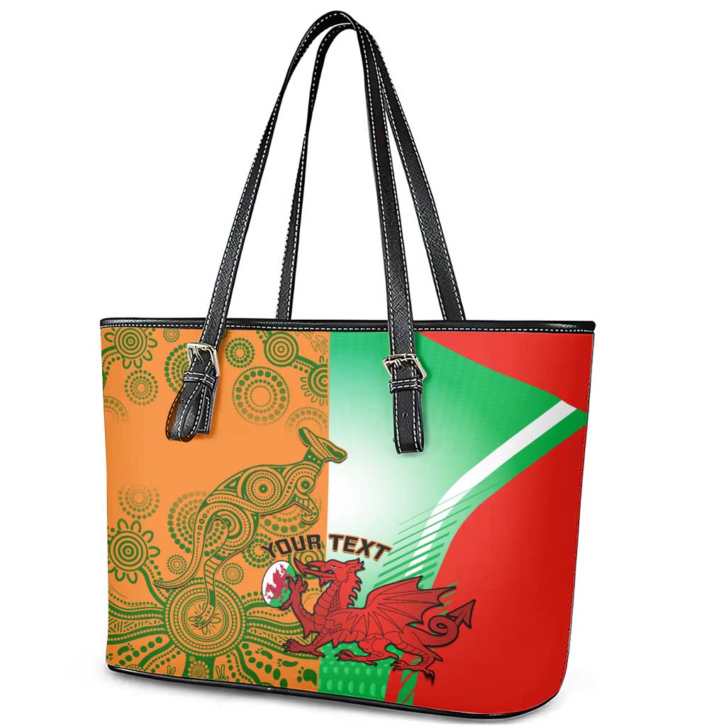 Custom Australia And Wales Rugby Leather Tote Bag Wallabies Welsh Mascots Dynamic Version LT14