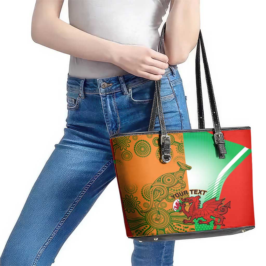 Custom Australia And Wales Rugby Leather Tote Bag Wallabies Welsh Mascots Dynamic Version LT14