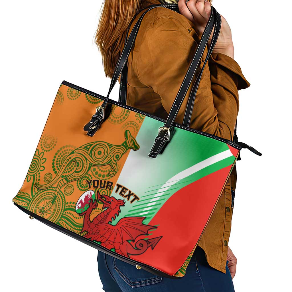 Custom Australia And Wales Rugby Leather Tote Bag Wallabies Welsh Mascots Dynamic Version LT14