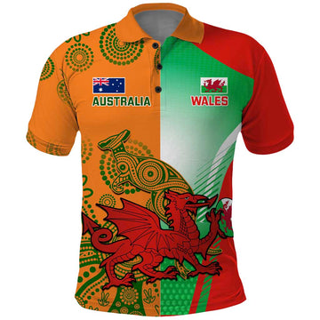 Custom Australia And Wales Rugby Polo Shirt Wallabies Welsh Mascots Dynamic Version LT14
