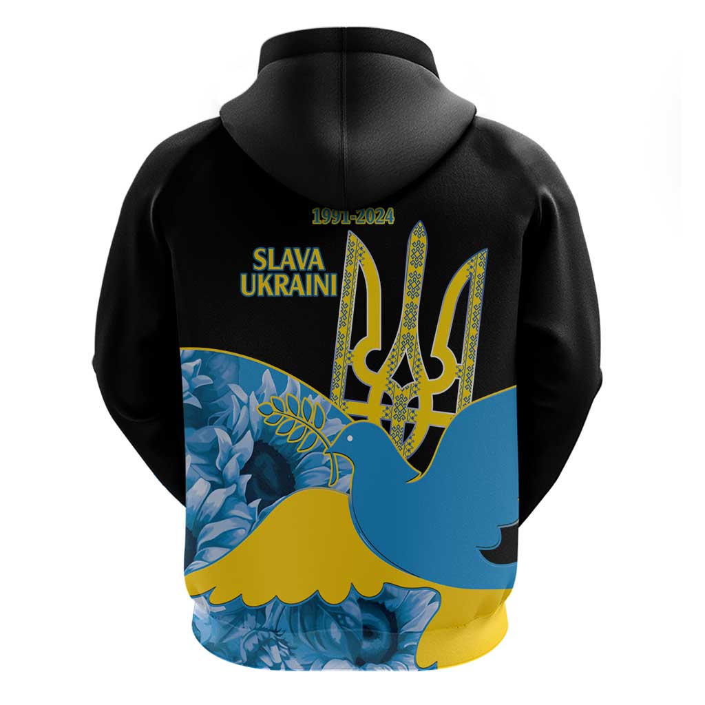 Ukraine Independence Day Hoodie Slava Ukraini Ukrainian Trident With Sunflowers LT14