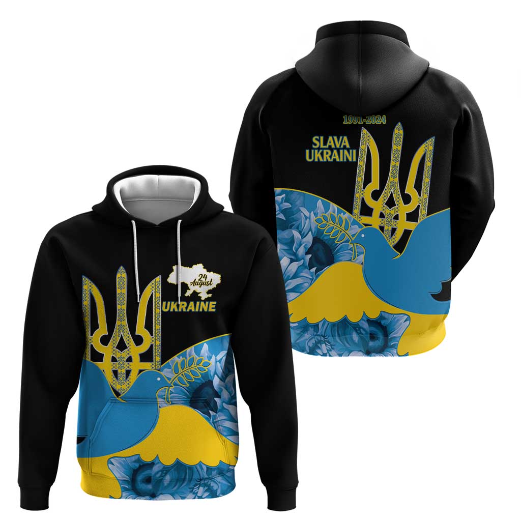 Ukraine Independence Day Hoodie Slava Ukraini Ukrainian Trident With Sunflowers LT14