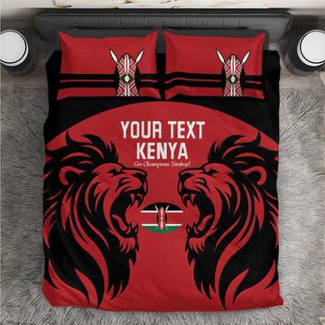 Custom Kenya Rugby Bedding Set 2024 Go Champions Simbas - Red LT14