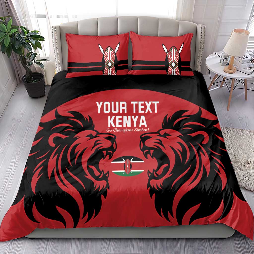 Custom Kenya Rugby Bedding Set 2024 Go Champions Simbas - Red LT14