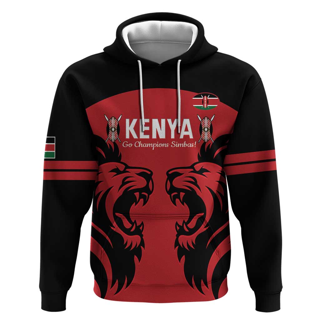 Custom Kenya Rugby Hoodie 2024 Go Champions Simbas - Red LT14