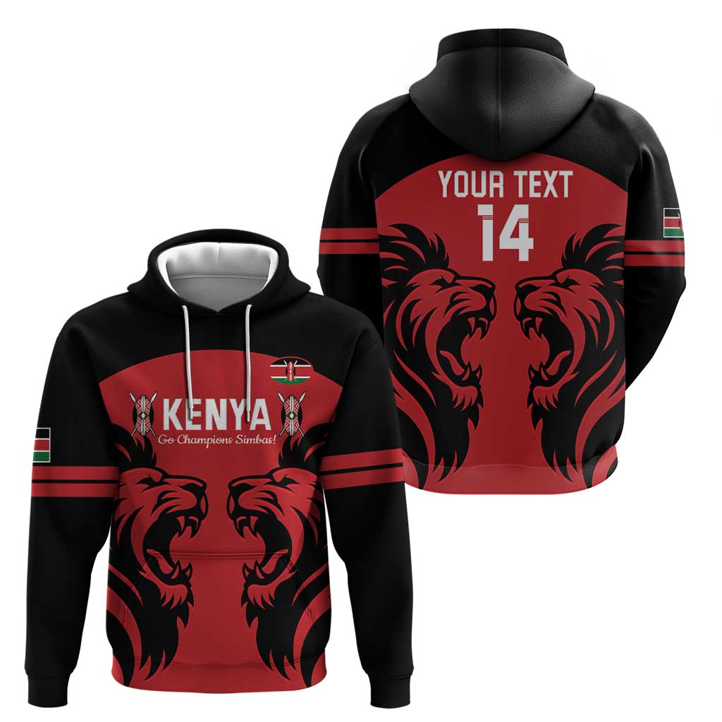 Custom Kenya Rugby Hoodie 2024 Go Champions Simbas - Red LT14