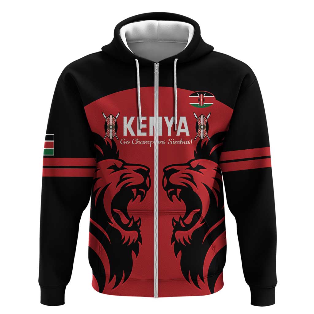 Custom Kenya Rugby Hoodie 2024 Go Champions Simbas - Red LT14