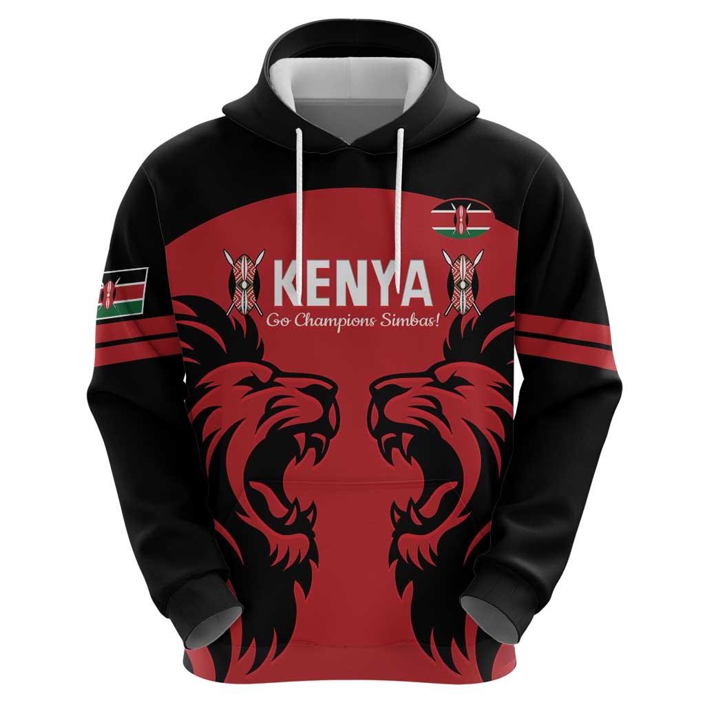 Custom Kenya Rugby Hoodie 2024 Go Champions Simbas - Red LT14